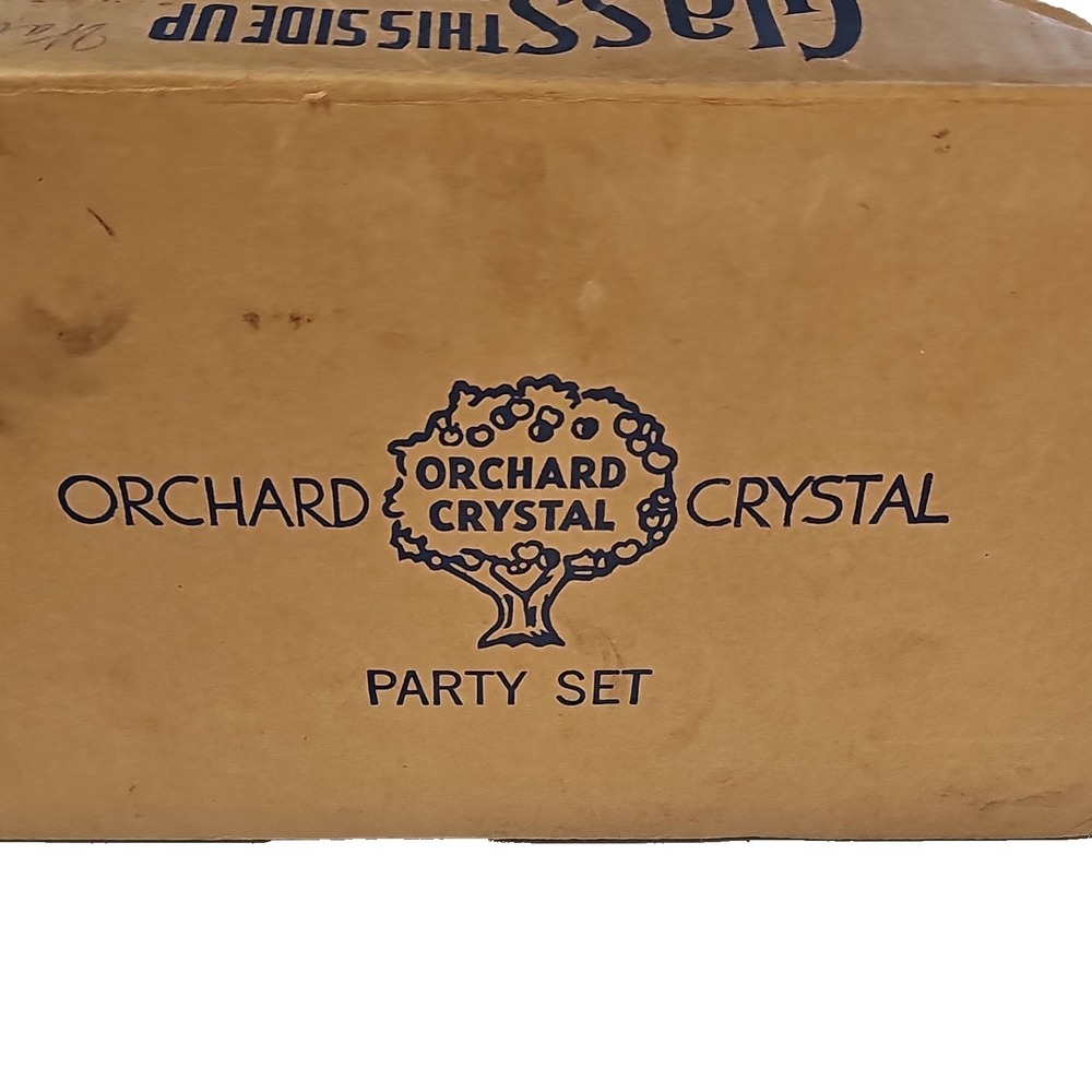 Orchard Crystal Clear Ribbed Pressed Glass Snack Plates & Cups 8-Piece Party Set - Picture 3 of 4